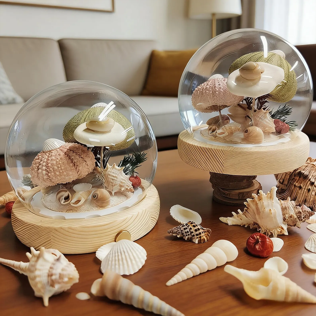 Glass Ball With Marine Mussels, Tuning Night Lamp